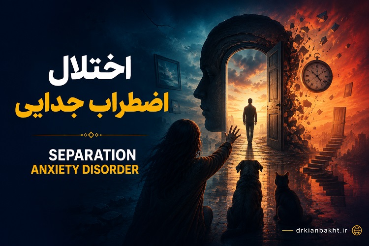 تصویر مفهومی و سورئال اختلال اضطراب جدایی (Separation Anxiety Disorder) بر اساس DSM-5-TR