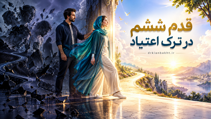 زن و مرد در مسیر عبور از فضای تاریک به روشن در قدم ششم ترک اعتیاد با مفهوم آمادگی برای تغییر/ NA